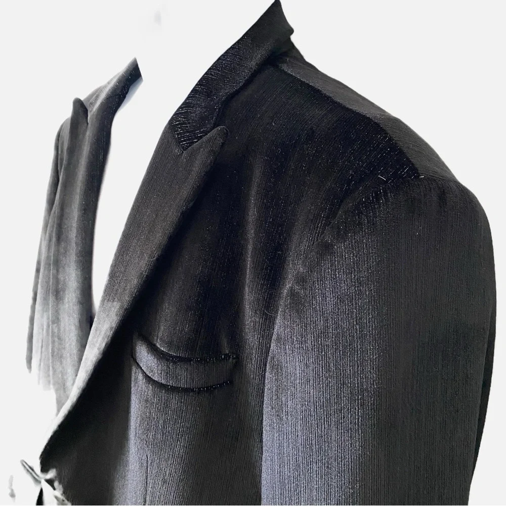 Mage Male, One Button Blazer, Subtle Glittery Finish with Collar Quiet Luxury